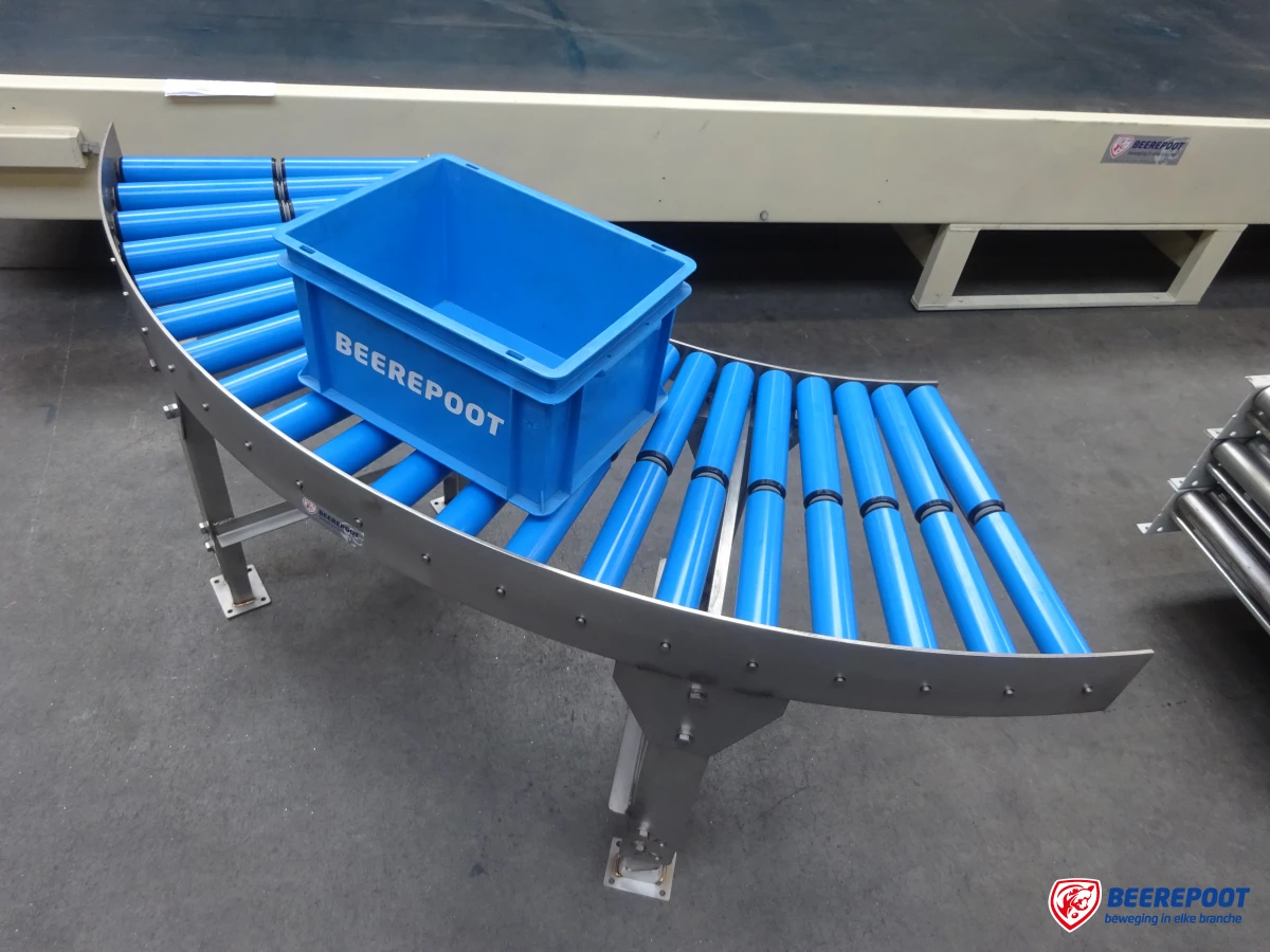 Rollenbaanbochten, RVS, nieuw